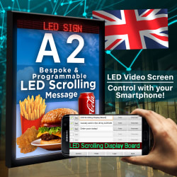 A2 | LED Illuminated Bluetooth Scrolling Text Sign Poster Shop Display Light Box